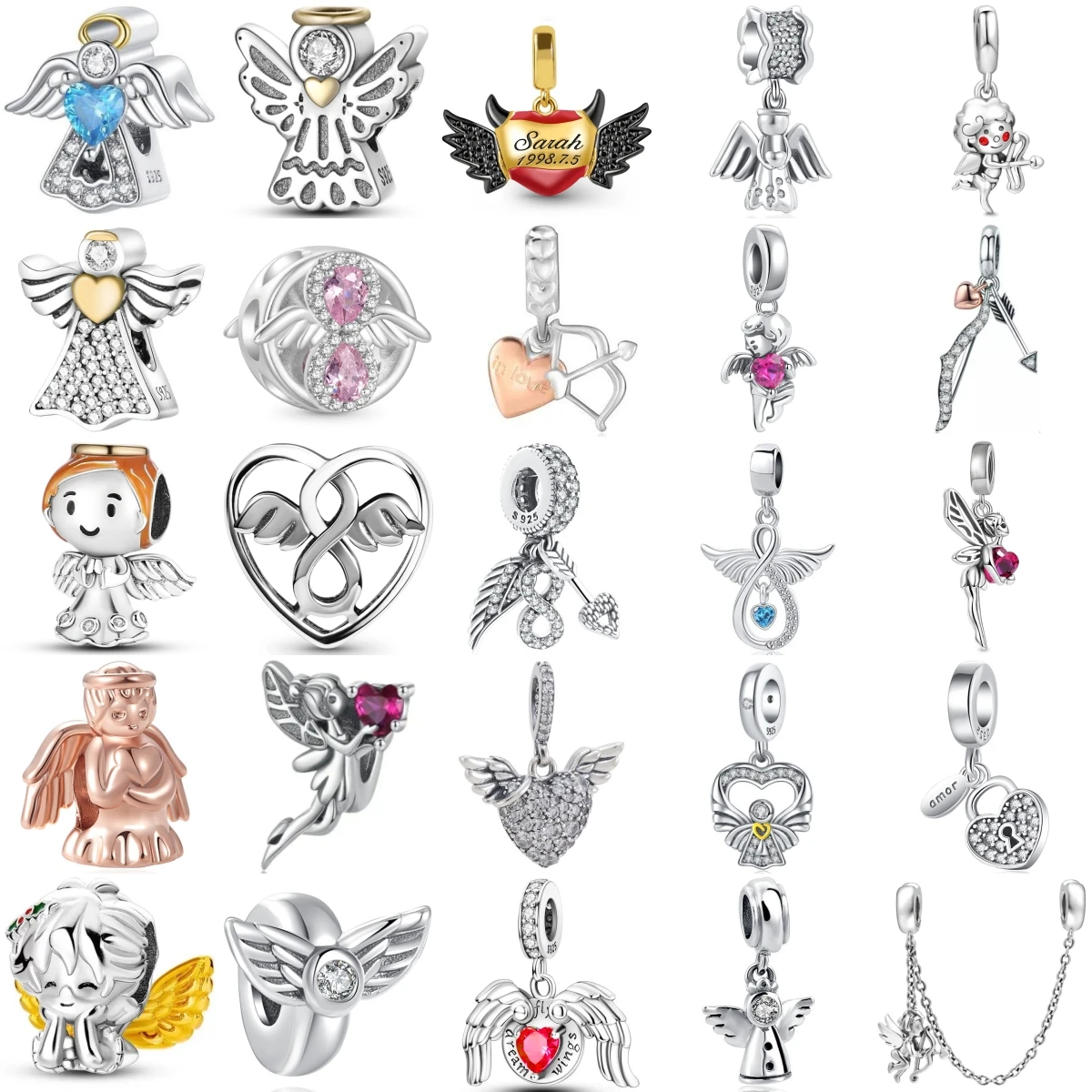 

New 925 Fashion Sterling Silver Angel Series Cupid Charm Pendant Fit Original Bracelet DIY Fine Jewelry