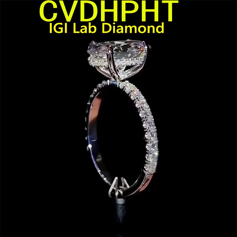 

Luxury ring 3Ct D VS1 Lab Grown diamond Ring Oval cut Engagement Ring solid 18K White Gold Custom Classic wedding ring
