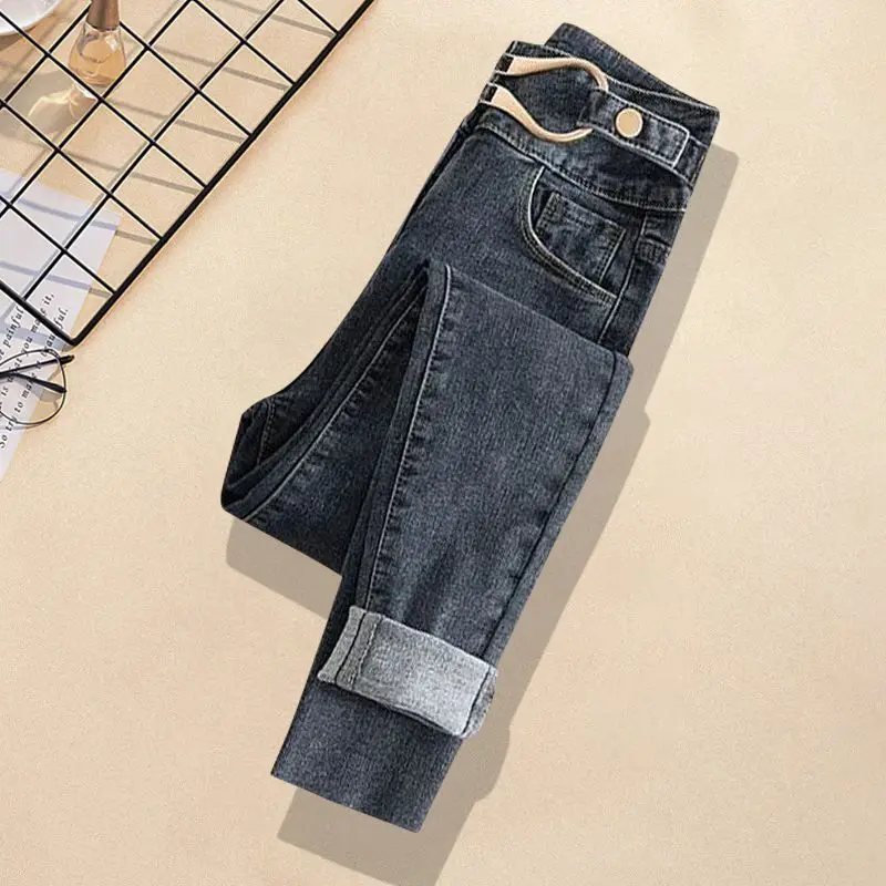 Spring Autumn Chic Stripe Bandage Short Sweater Pullover Denim Pants 1 or Two Piece Set Lady Fashion Jeans Knitted Tops Outfits image 4