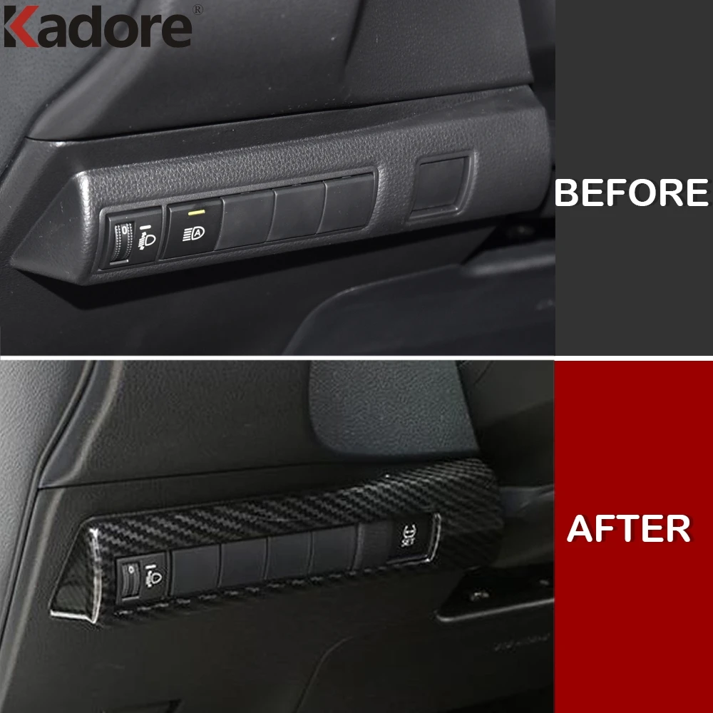 

For Toyota Corolla sedan 2019-2022 2023 Carbon Fiber Car Head Light Lamp Switch Button Panel Cover Trim Interior Accessories