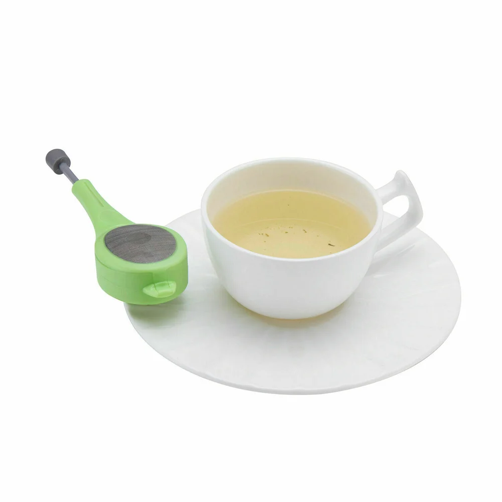 Infusore per tè stantuffo incorporato Silicone alimentare di alta qualità filtro per tè riutilizzabile ecologico cucchiaio filtro portatile gadget da cucina