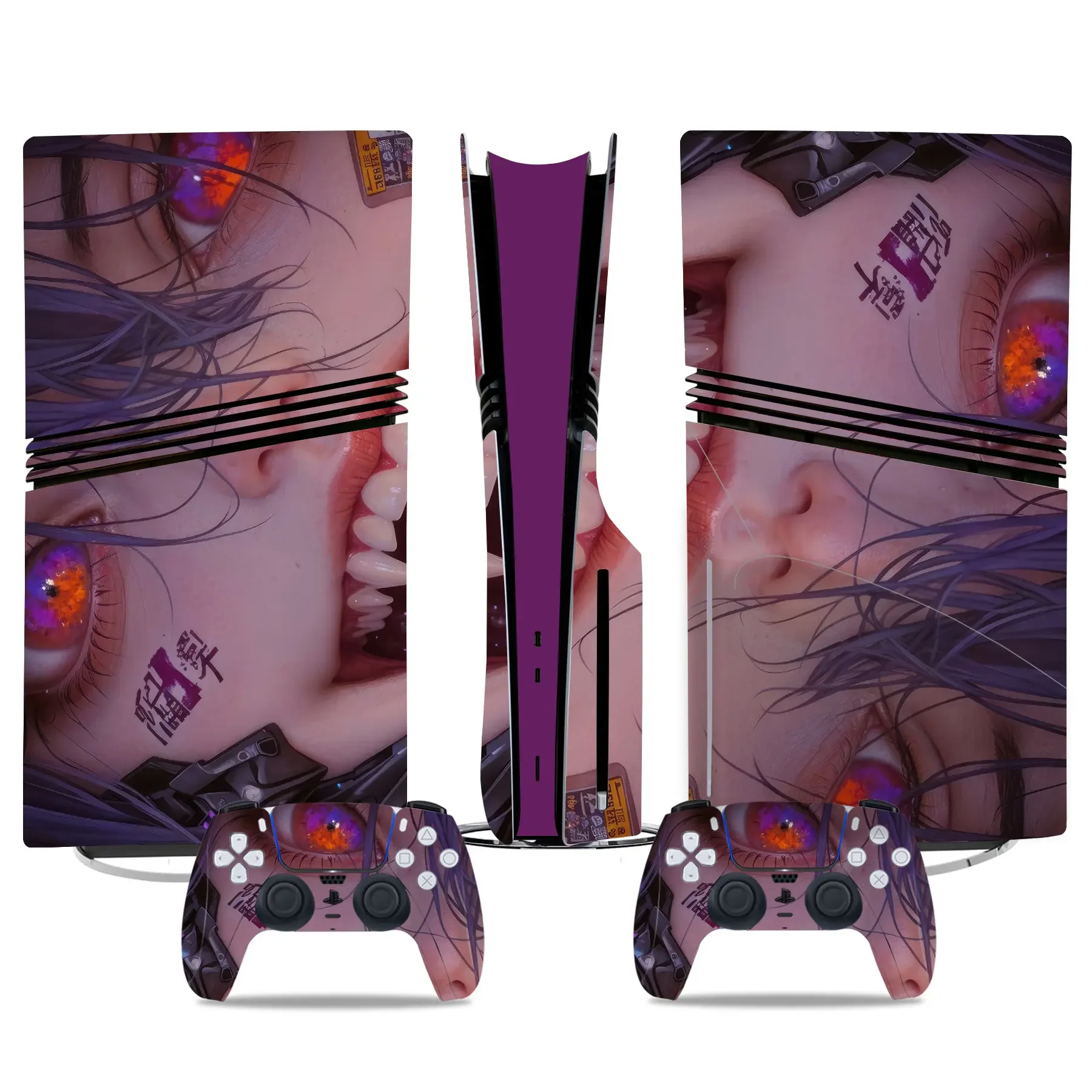 Anime meninas acessórios de jogo jogo ps5 pro disco pele adesivo decalque capa para ps5 pro disco console e 2 controladores ps5 pro pele