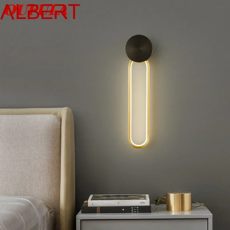 ALBERT Modern Black Brass Wall Lamp LED 3 Colors Copper Beside Lighting Simple Creative Decor for Home Living Room