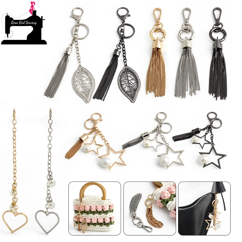 

2/5/10PCS 16-18-20cm Metal Decoration Buckle Tassel Pendant Keychain For Handbag Bag Purse Chain Hanging Ornaments Accessories