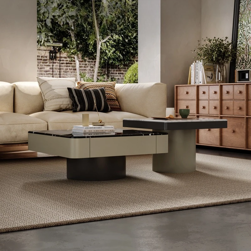 

Italian minimalist combination living room home high-end designer square supercrystalline stone storage light luxury creativity