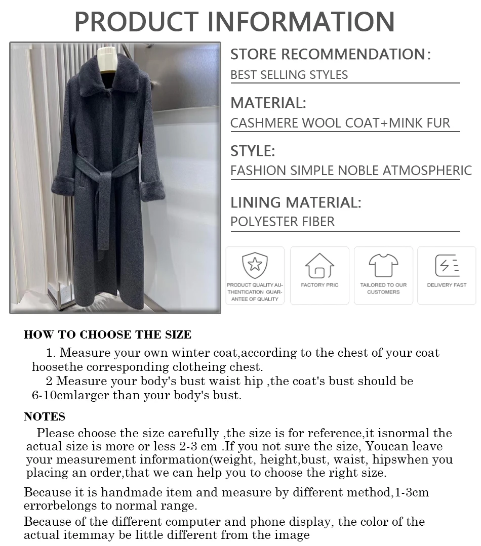 Wolmix jas bijpassende riem dames wollen jas luxe dames nieuwe stijl kasjmier jas dames