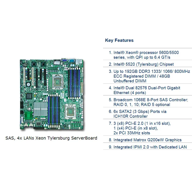 X8DT3-LN4F ل Supermicro 1366pin لوحة أم للخادم جهاز اللوحة الأم 4-port شبكة Cardb جودة عالية اختبار كامل سريع السفينة