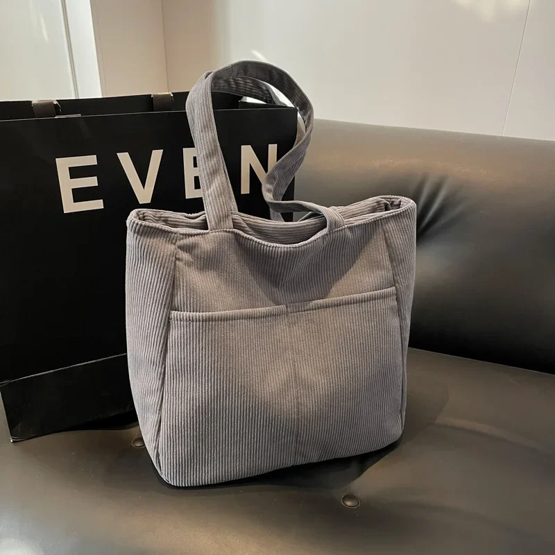 Mode hiver rétro velours côtelé sac à bandoulière 2025 nouveau texturé rayé daim fourre-tout maman sac sac à bandoulière