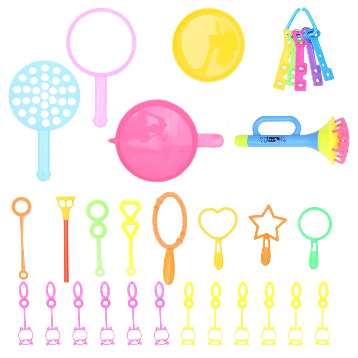 ชุดไม้เป่าฟองสบู่ 26 ชิ้นสำหรับเด็ก วัสดุปลอดภัย พร้อมรูปทรงแตร ดาวห้าแฉก และกุญแจ สำหรับงานปาร์ตี้ริมสระน้ำ ชายหาด และสวนสนุก ที่ใช้งานได้ยาวนาน