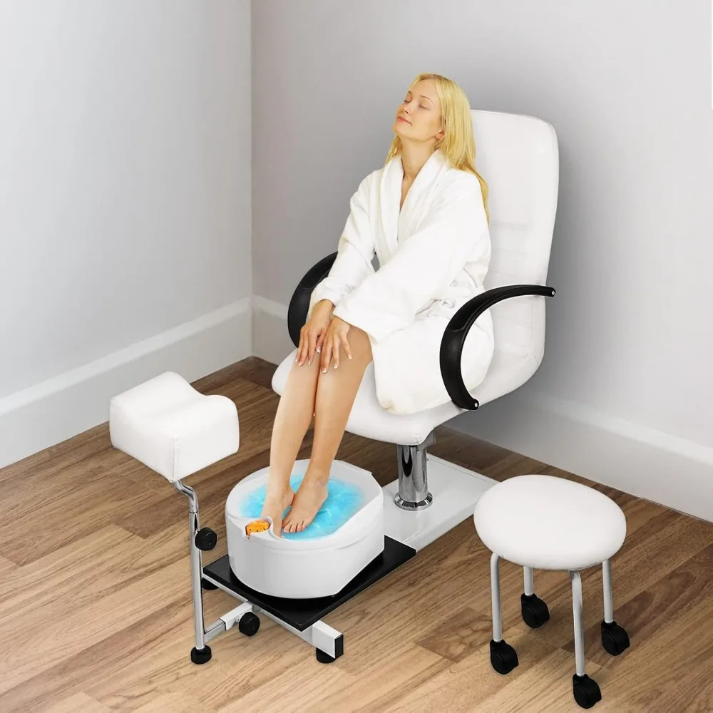 Hydraulic Lift Adjustable Spa Pedicure Unit with Easy-Clean Bubble Massage Footbath