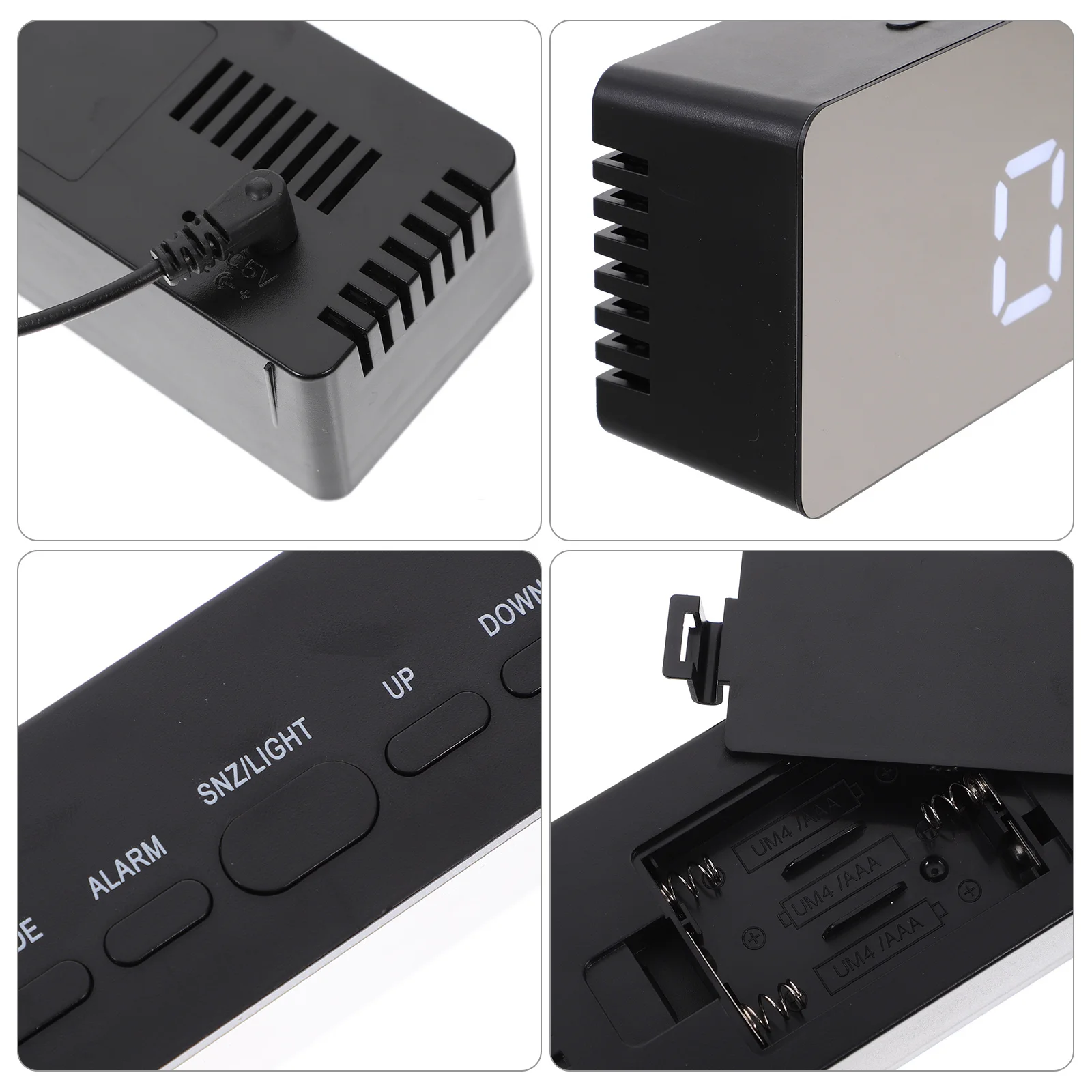 

1pc Led Digital Alarm Clock Calendar Temperature Display Brightness Adjustment Sleep Friendly Modern Desk Clock Mirror Surface