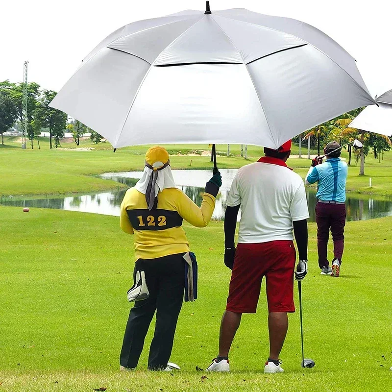 40-Inch 180cm Large Long Handle Umbrella Outdoor Sun Titanium Protection Silver Glue Double-layer Sun Protection Golf Umbrella