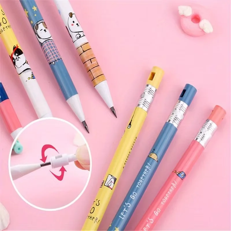 New 8pcs Set Heavy Duty 2.0mm Mechanical Pencils, Built-in Sharpener, Flip Cover Design, Ideal for Sketching, Drawing & Student