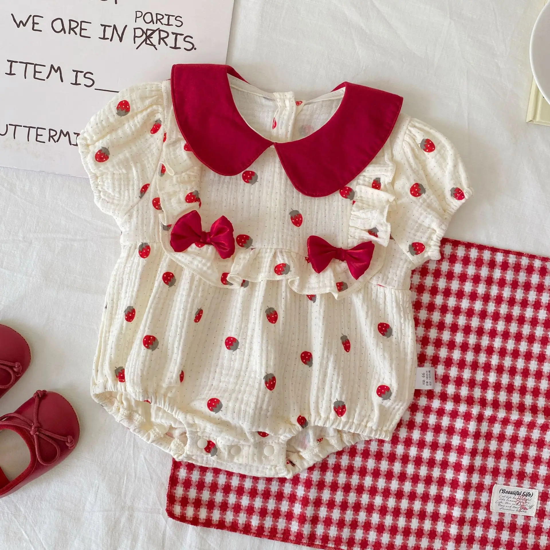Baby Clothing Online - 3-24M Summer Baby Bodysuit Bow Strawberry
