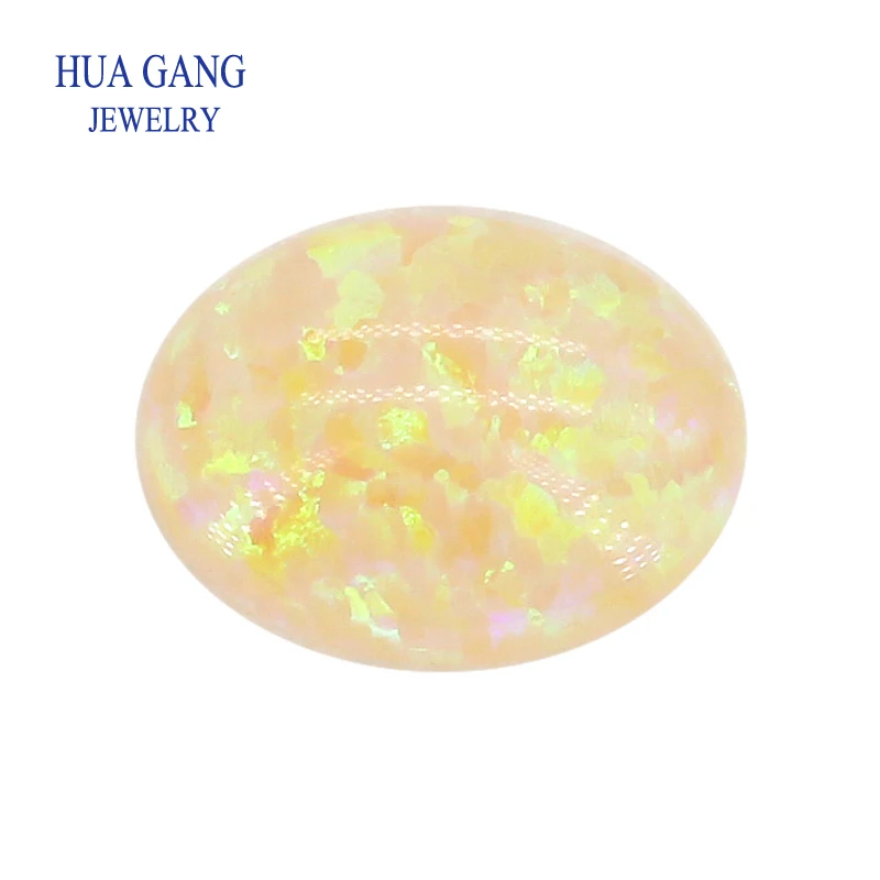 Synthetic yellow OP04 Opal Loose Stones Oval Shape Base Cabochon Opal Beads Semi-Precious Stones For Jewelry 3x5mm-10x14mmmm