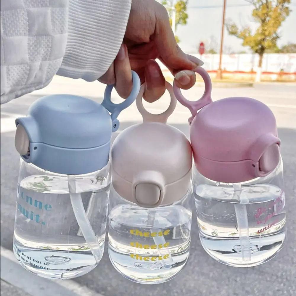 Plastic Kids Sippy Cup Creative Leak-proof 400ml Toddlers Beverage Cups with Straw Lightweight Cartoon Water Bottles