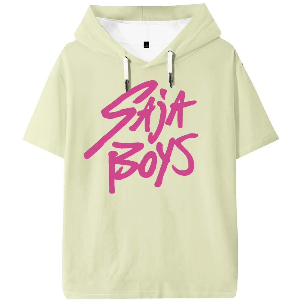 KPop Demon Hunters Saja BoysCamiseta con capucha 2025 nueva camiseta de manga corta Merch de dibujos animados mujeres hombres ropa de calle al aire libre Tops