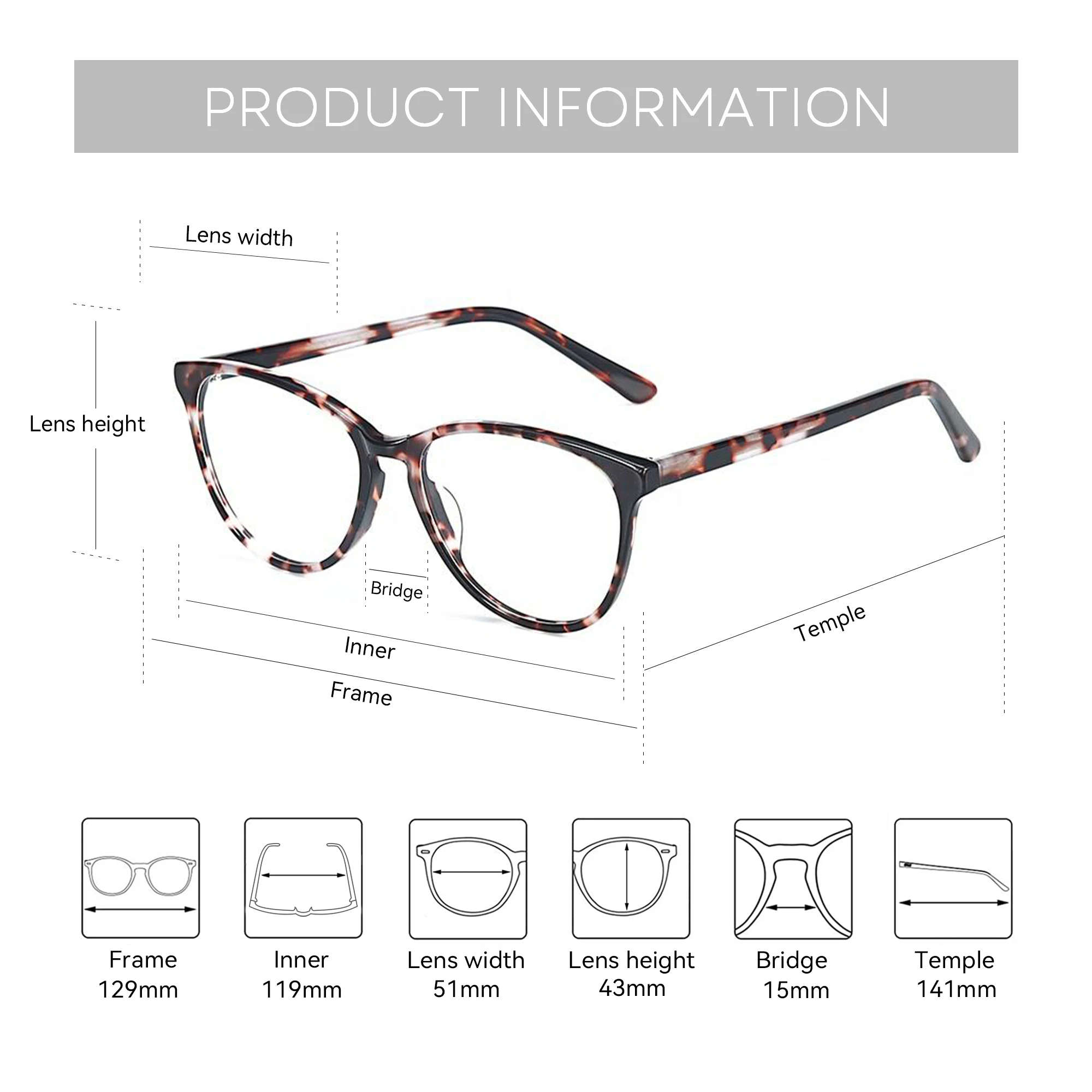 BLUEMOKY Fashion Square Acetate Fiber Prescription Glasses Anti Blue Light, Photochromic, Progressive Women's Glasses