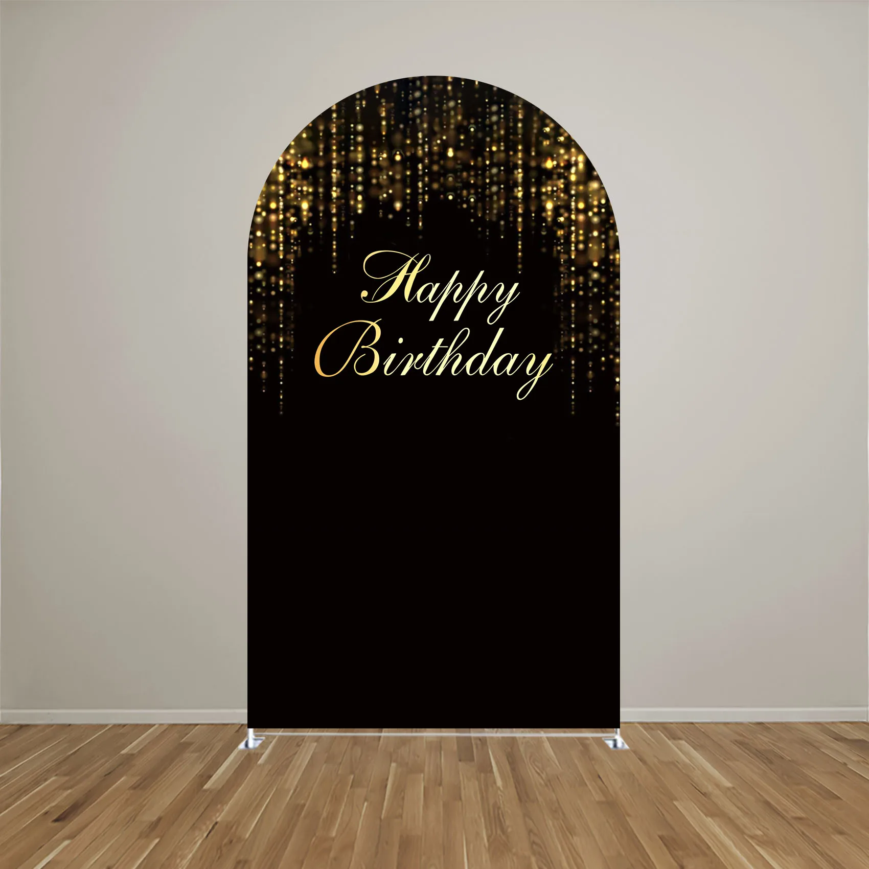 Black Golden Rain Arch Backdrop Cover Elastic Fabric Baby Birthday Party Decorations Background GX-2249