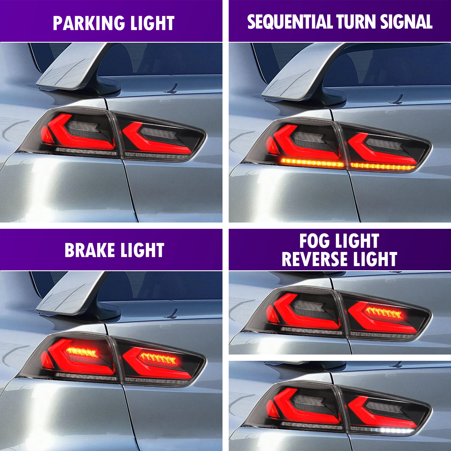 Archaische neue Design-Autolampe mit sequentiellem Blinker, Lauflicht für Lancer EVO X 2008–2018, Rücklicht