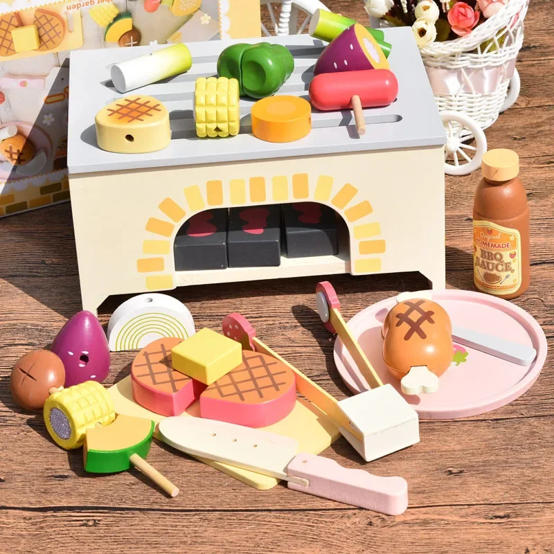 

wooden Simulation BBQ set toy for the kids pretend playing educational toys High quality