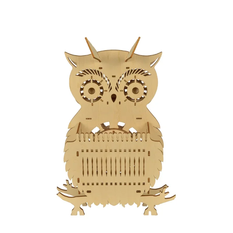 3D Wooden Puzzle Owl Clock Model Building Kits for Kids Adults Gifts Handmade DIY Assembly Toy