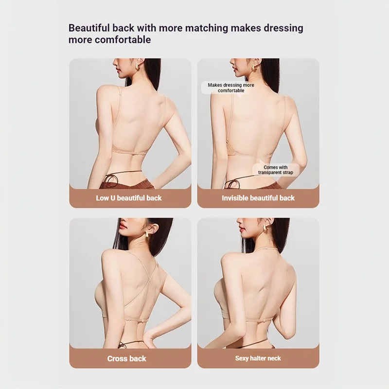 Backless Matching Bra No Steel Ring Vest Style Bra No Trace Skin-friendly Underwear Thin Cup Multiple Ways To Wear Intimates New image 6