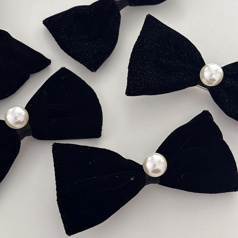 Basic Pearl Black Velvet Bow Knot Hairpin Net Red Headwear Clip Side Bang Clip Duck Mouth Clip Hairpin