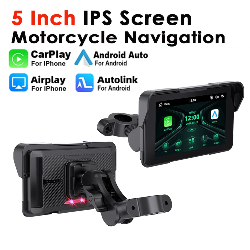 

5 inch Digital Motorcycle GPS Navigation Display Screen Monitor Wireless CarPlay Moto Android Auto Dashboard BT5.0 Waterproof