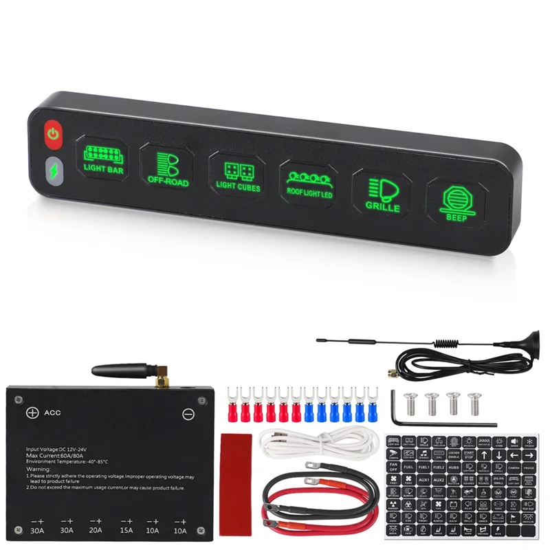 

Waterproof 6 Gang Wireless Switch Panel, Universal LED Control Relay Circuit System For Car Truck SUV