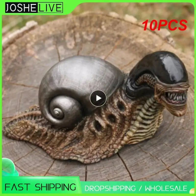 

10PCS Variation Snail Statue, Resin Evil Snail Sculpture Alien Lover's New Favorite Home Office Decoration Garden Outdoor