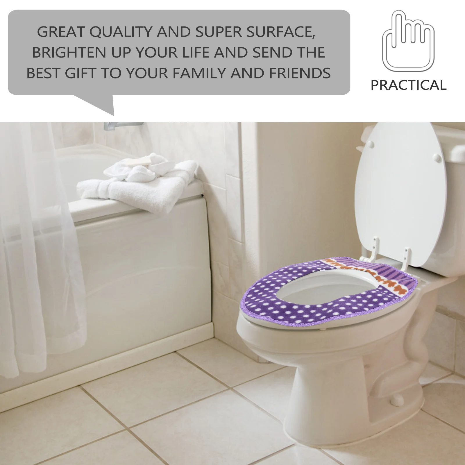 

Warm Seat Cover Grey Pu Toilet Lid Pad Soft Washable Cushion For Home Travel Use Toilet Seat Pad