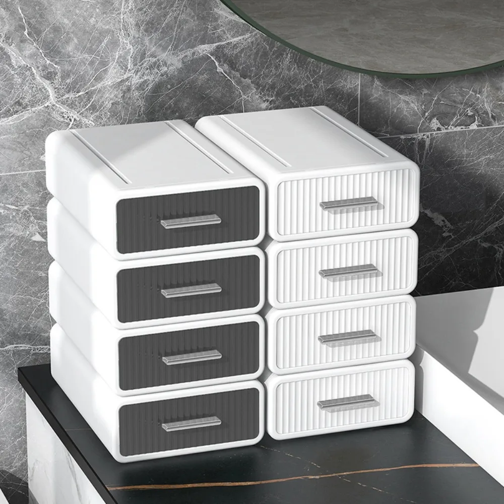 

Plastic Desktop Storage Box Single-Layer Stackable Stationery Table Organizer Socks Cosmetics Makeup Jewelry Sorting Box Office
