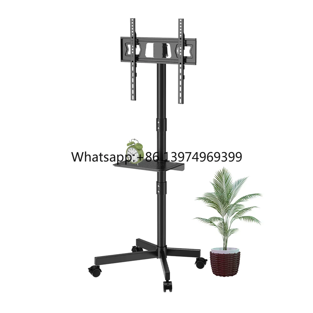 Economical Modern Rolling Height Adjustable Portable Mobile TV Trolley Cart Pedestal Stand With Wheels Rotate