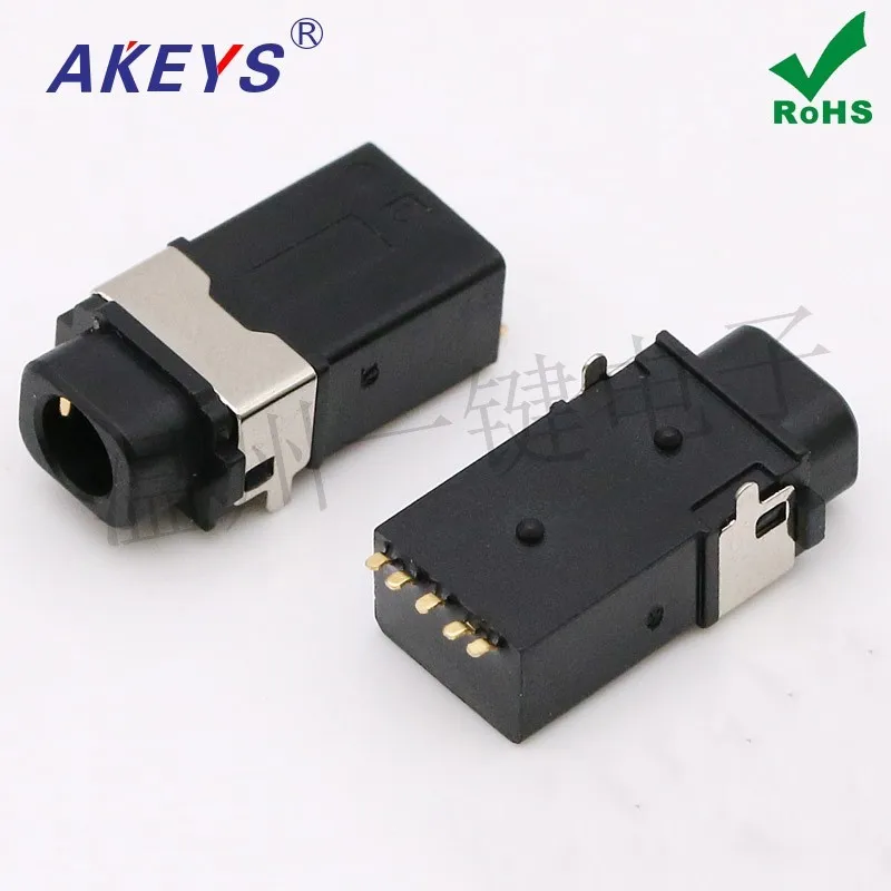 10 PCS PJ-436 caliber 3.5MM waterproof and dustproof earphone socket audio socket five-foot patch with 2 fixed feet / column