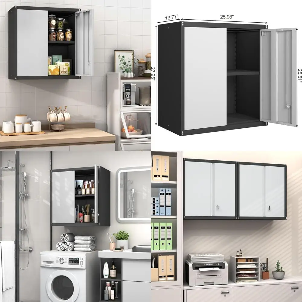 

Надежный настенный металлический шкаф для хранения для дома, офиса и гаража