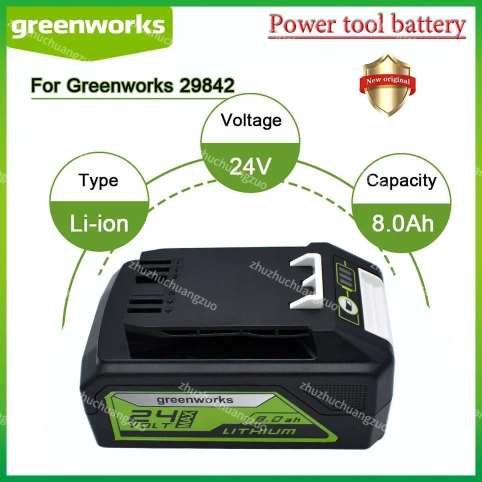 

24V 8.0Ah/6.0Ah/5.0Ah Li-ion Rechargeable Battery for Greenworks 24V 48V Power Tools 29842 29852 29322 20362 MO24B410 MO48L4211