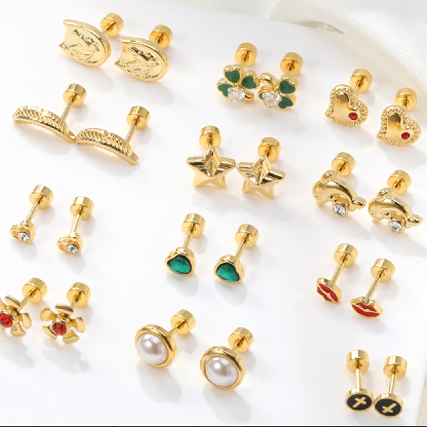 6 Pairs/9 Pairs StainlessSteel Fashion Earring Set For Girls Jewelry Flower Geometric Irregular Stud Earrings Wholesale