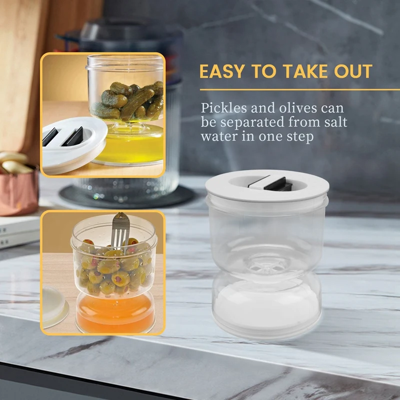 Pickles Jar Dry And Wet Dispenser Pickles And Olives Hourglass Jar Container For Home Kitchen Separator Organizer