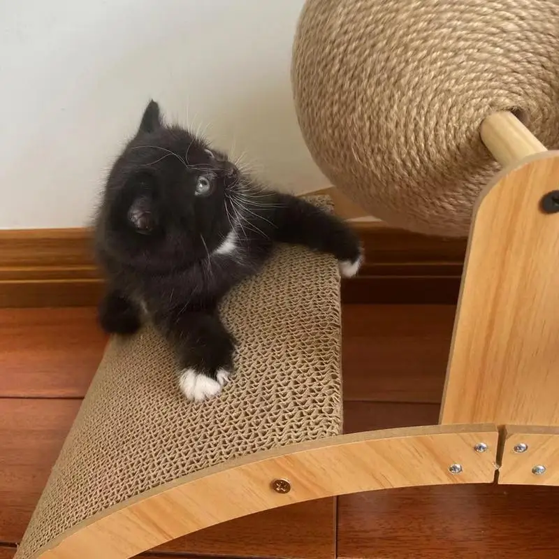 

Cat Scratcher Arch Bridge Scratching Toy Wood Sisal Ball Scratcher Exercise Furniture Protector For Outdoor Pet Play To Prevent