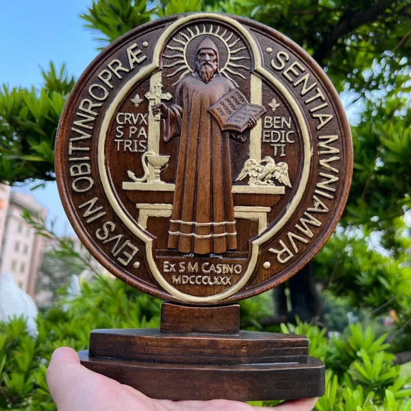 Vintage Religious Nucia's Order of Saint Benedict, Double-sided Church Catholic Saint Statue