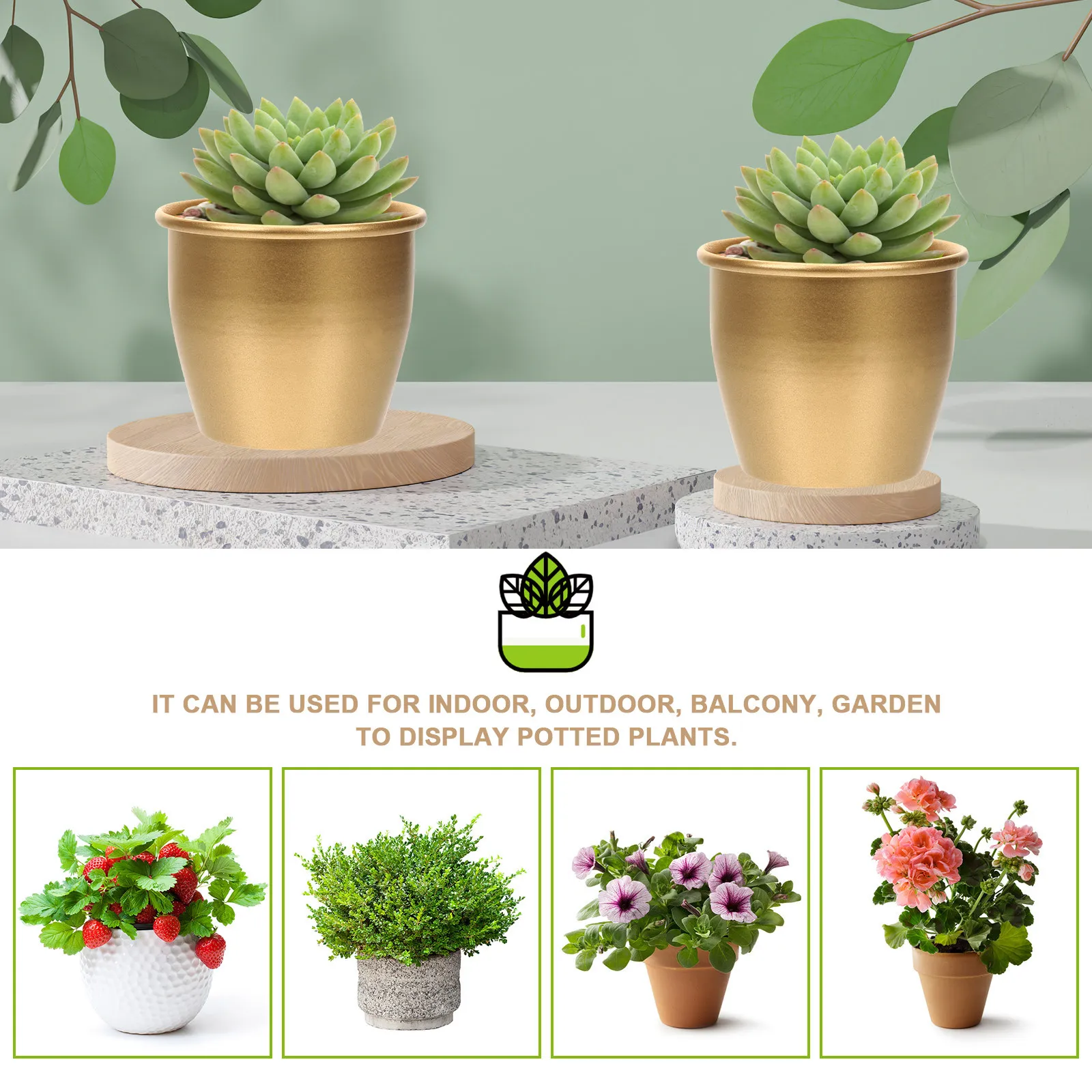 Metal Flowerpot Sturdy Iron Planter for Indoor Plants Outdoor Patio Balcony Office Cafe Decor Simple Chic Design Small Medium