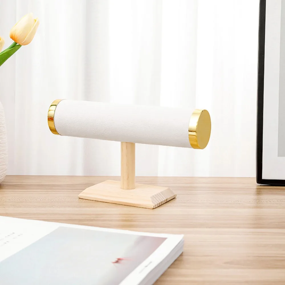 

Solid Wood Bracelet Holder Single Layer Velvet Jewelry Organizer Metal Cover Hair Ring Storage Shelf Jewelry Display Rack