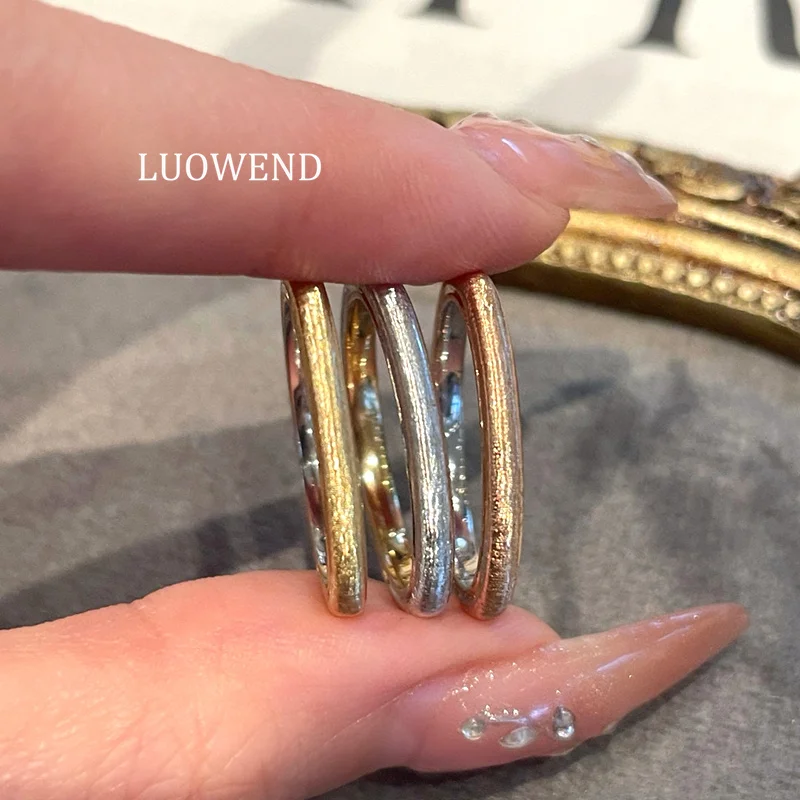 

LUOWEND 100% 18K White/Yellow/Rose Gold Rings Fashion INS Style Exquisite Cocktail Ring for Women High Party Jewelry