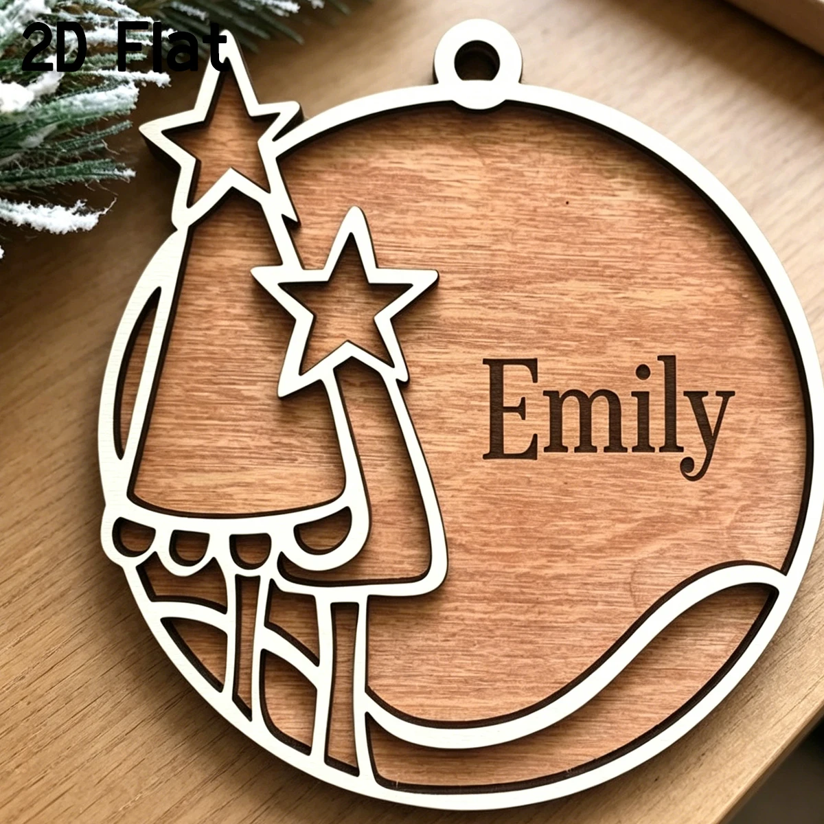 Personalized Gnome Christmas Ornament,Engraved Name Wooden Hanging Sign,Xmas Tree Decoration,Customized Keepsake Gift for Family