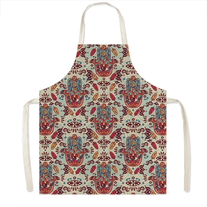 Mandala Flower / Hamasa Hand of Fatima Kitchen Aprons Women Pinafore Home Cleaning Clothing Chef Cooking Apron for Nail Salon