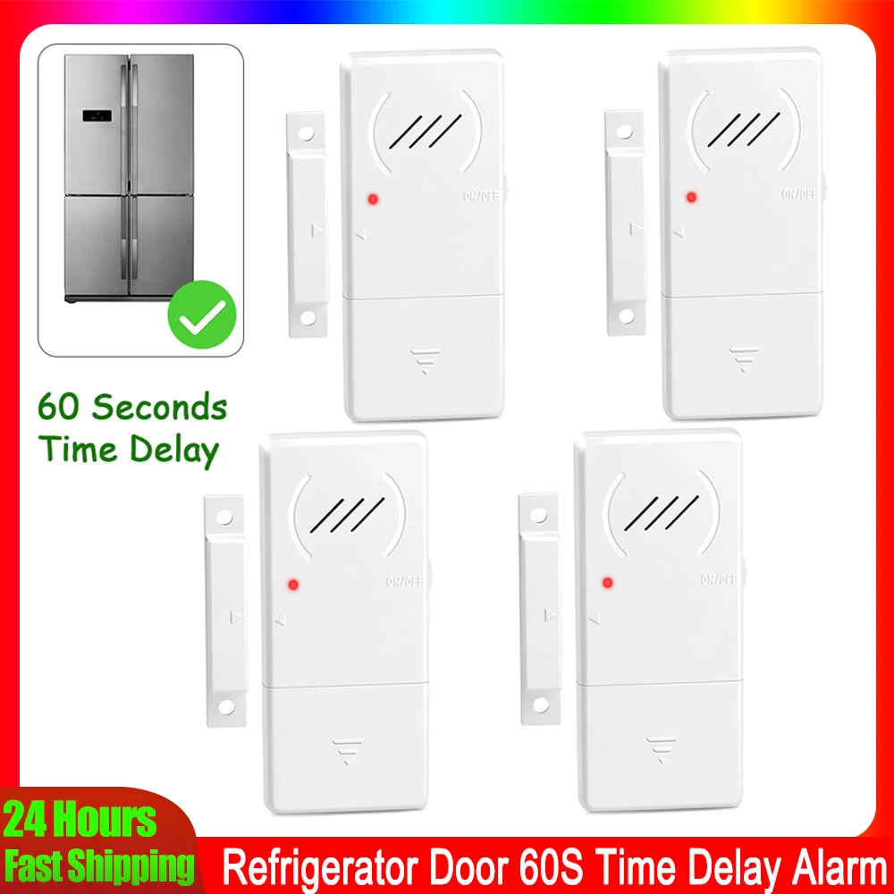

Elecpow Refrigerator Door Alarm 90dB Loud 60 Seconds Time Delay Ultra-Slim Fridge Alarm Window Open Alarm Home kid Safety Alarm