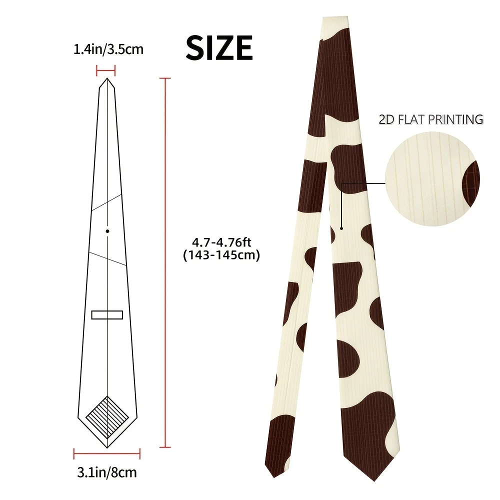 1pc Men' Cow Print Necktie Cow Pattern Tie Suitable for Parties Holidays, Casual Wear Cow-Themed Gift for Men