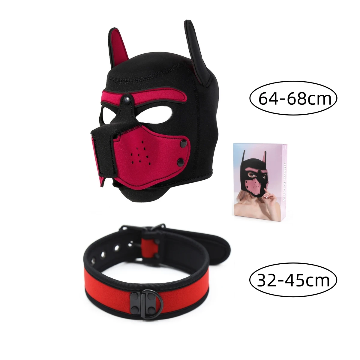 Casais animal homem mulher roleplay jogo filhote de cachorro cosplay e máscara de cachorro sexy rosto cheio cabeça capuz com colar ajustável traje exótico