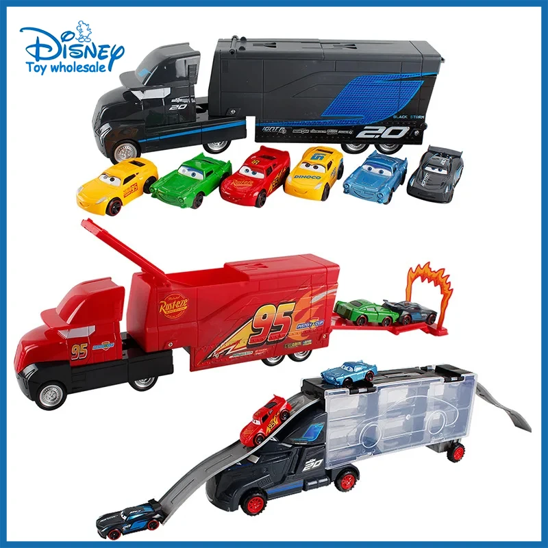 Disney Pixar Cars 3 Diecast Metal Alloy Truck Hauler With 6 Small Cars Cars 3 Mcqueen Jackson Storm Mcqueen Toys Children Gift